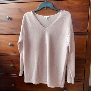 Ella Moss V-Neck Sweater in Light Pink